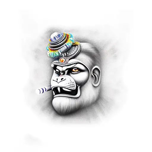 Hanuman fighting Ravana tattoo design idea