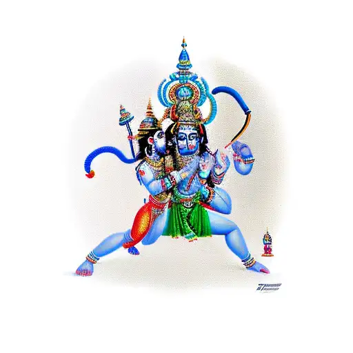 Hanuman and Rama fighting Ravana tattoo design idea