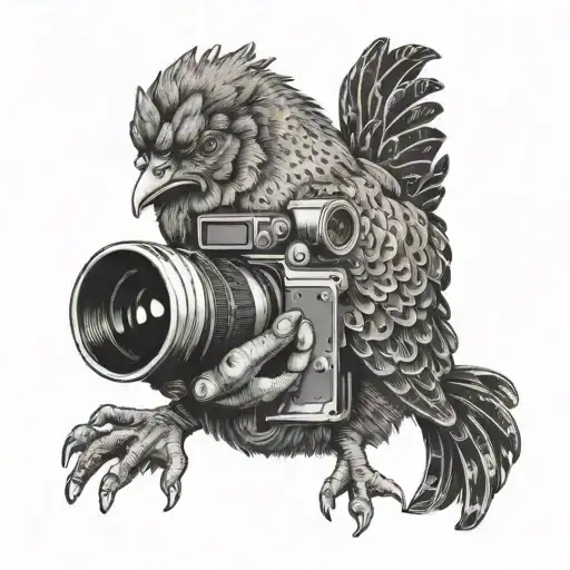 chicken holding a camera tattoo design idea