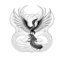 phoenix whind snake tattoo design idea