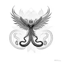 phoenix whind snake tattoo design idea