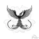 phoenix whind snake tattoo design idea