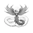 phoenix & snake tattoo design idea