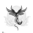 phoenix & snake tattoo design idea