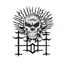 arm tattoo, berserk, warpaint, non figurative, vector art, orc warpaint, fantasy, skulls, bones, black and white, rune a tattoo design idea