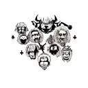 arm tattoo, berserk, warpaint, non figurative, vector art, orc warpaint, fantasy, skulls, bones, black and white, rune a tattoo design idea
