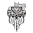 arm tattoo, berserk, warpaint, non figurative, vector art, orc warpaint, fantasy, skulls, bones, black and white, rune a tattoo design idea