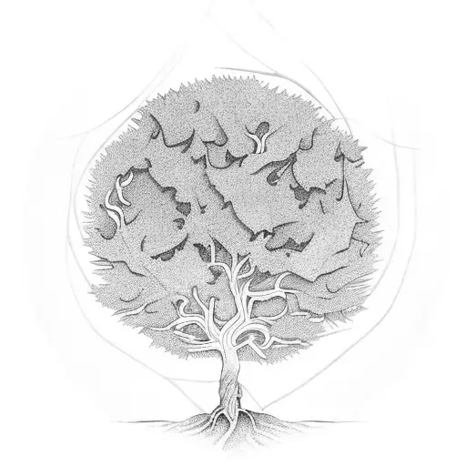 a leafless tree surrounded by a circle tattoo design idea