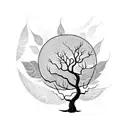 a leafless tree surrounded by a circle tattoo design idea