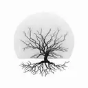 a leafless tree surrounded by a circle tattoo design idea