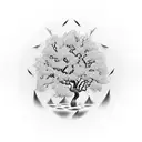 a leafless tree surrounded by a circle tattoo design idea