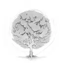 a leafless tree surrounded by a circle tattoo design idea
