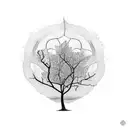 a leafless tree surrounded by a circle tattoo design idea