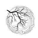 a leafless tree surrounded by a circle tattoo design idea