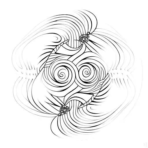 Abstract ying and yang duality of nature tattoo design idea