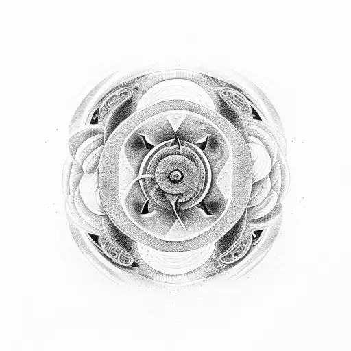 Abstract ying and yang duality of nature tattoo design idea