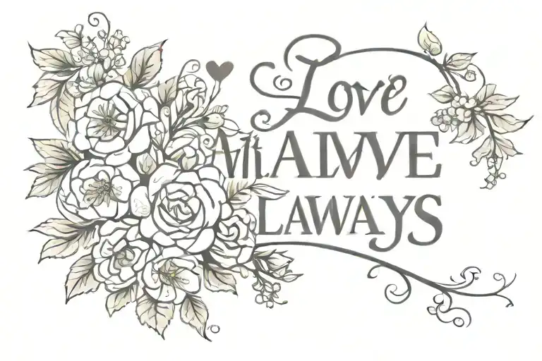 phrase "with love always" tattoo design idea