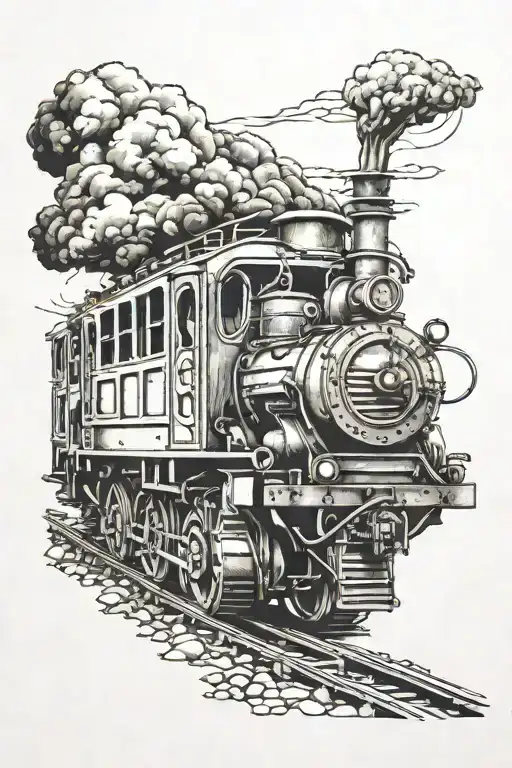 train jeep combo tattoo design idea