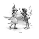 Wendy from Peter Pan and rainbow tattoo design idea