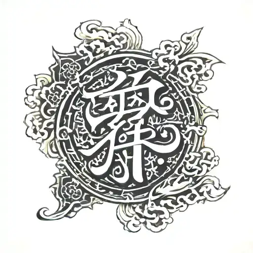 Kanji bible verse Psalms 34:9 tattoo design idea