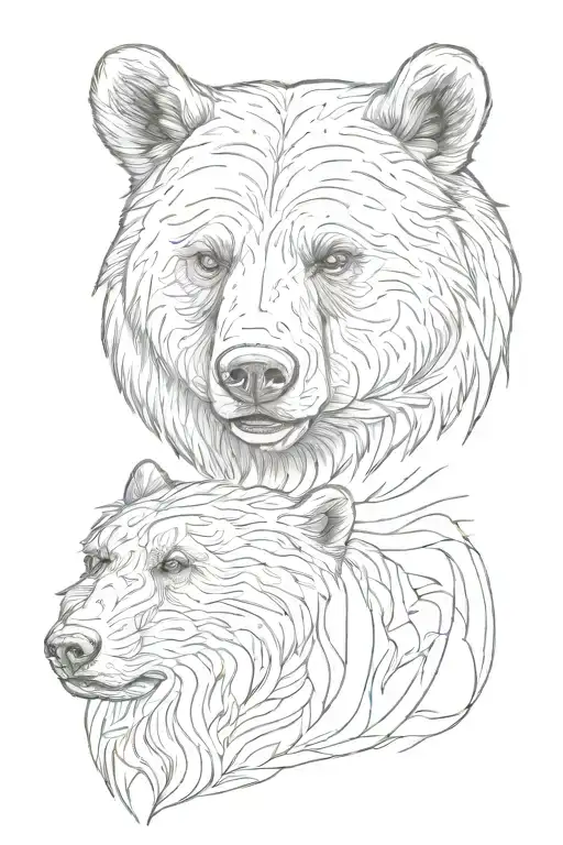 Realism bear head tattoo design idea