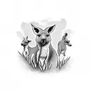 Australian landscape with kangaroos tattoo design idea