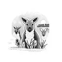 Australian landscape with kangaroos tattoo design idea