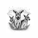Australian landscape with kangaroos tattoo design idea