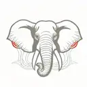 elephant head with mamonth tusk ,fully armed  angry red eyes  tattoo design idea