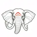 elephant head with mamonth tusk ,fully armed  angry red eyes  tattoo design idea