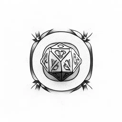 dice inside casino chip  tattoo design idea