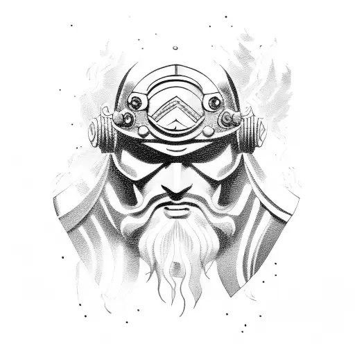 Zeus with fencing tattoo design idea