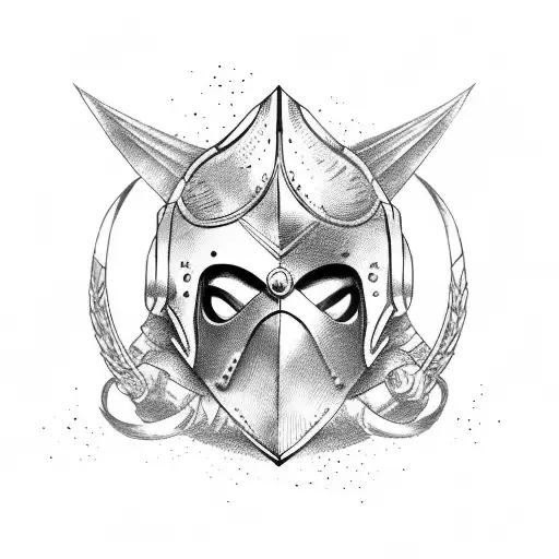 athena with fencing sword and mask  tattoo design idea