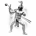 Zeus with fencing tattoo design idea