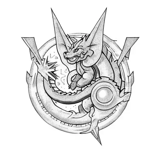 Arete pothara de dragon ball con 4 estrellas dentro y el dragon de los deseos tattoo design idea