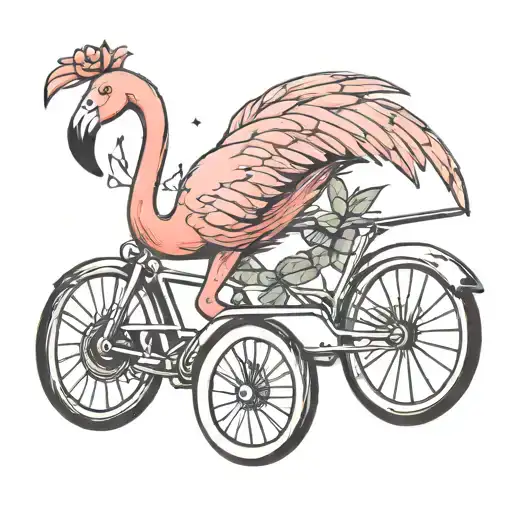 flamingo on tricycle  tattoo design idea