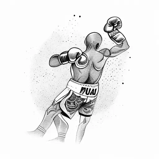 Muay Thai fighter in action tattoo design idea