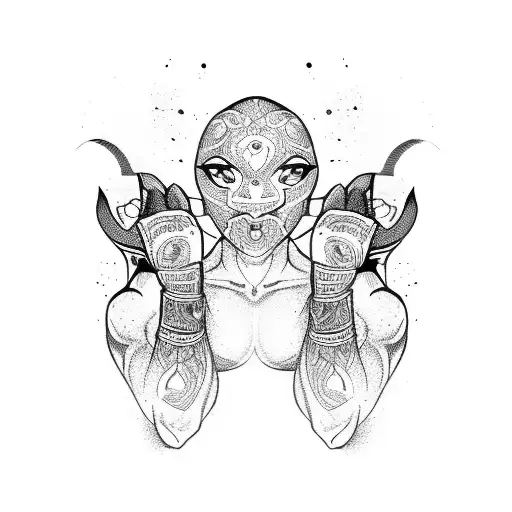 Muay Thai fighter in action tattoo design idea