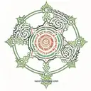 Ashok chakra symbol surrounded tattoo design idea