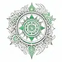 Ashok chakra symbol surrounded tattoo design idea