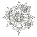 Ashok chakra symbol surrounded tattoo design idea