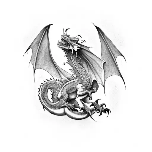 dragon with red eye's tattoo design idea