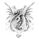 dragon with evil tattoo design idea