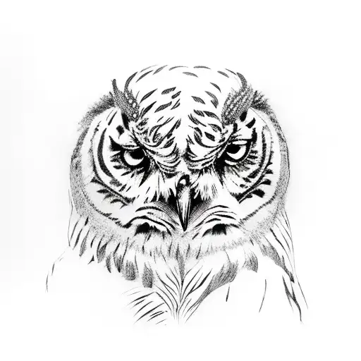 owl, tiger, swan walking alongside each other tattoo design idea
