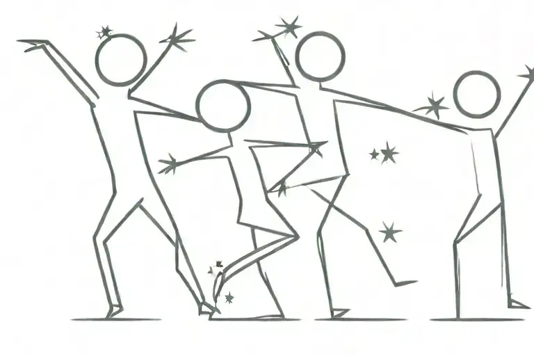 star stick figures dancing  tattoo design idea