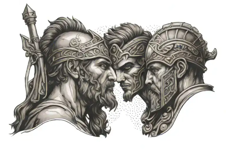 Greek god and us army soldier tattoo design idea