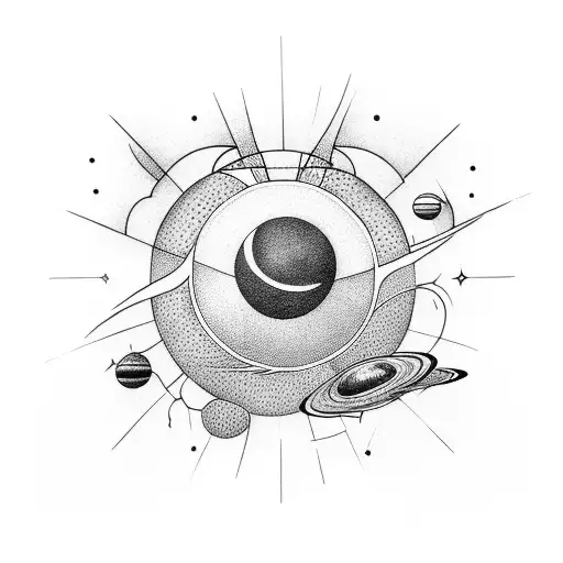  vertical solar system tattoo design idea