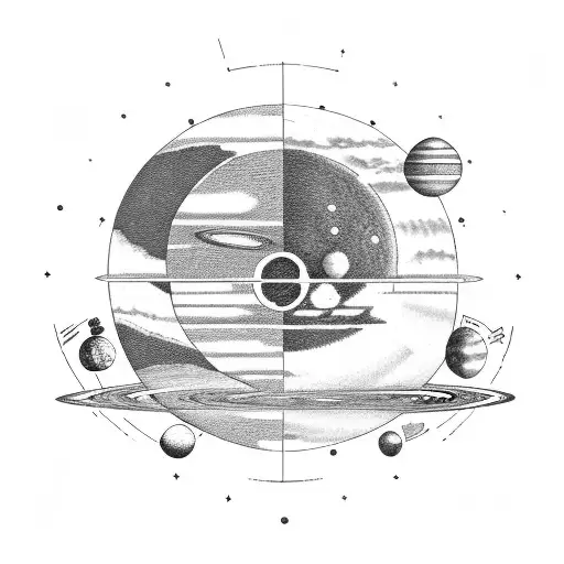  solar system on the back tattoo design idea