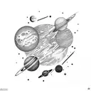  solar system on the back tattoo design idea