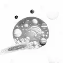  vertical solar system tattoo design idea